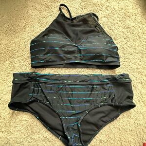 Athleta Black and Blue Women's Bikini Set